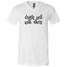 Load image into Gallery viewer, Drinks Well With Others V-Neck T-Shirt	(White)