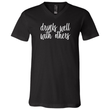 Load image into Gallery viewer, Drinks Well With Others V-Neck T-Shirt (Black)